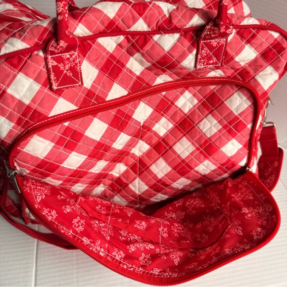 Pioneer Woman Red Gingham Quilted Weekender Travel Bag - Picture 6 of 8